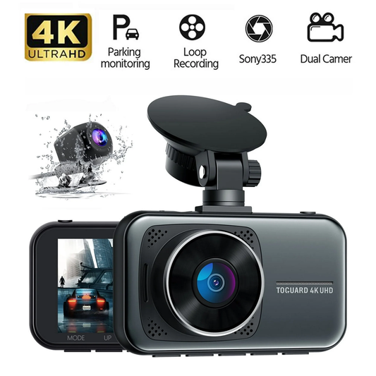 4K Dash Cam Front and Rear 3 inch Dual Dash Camera, with 1080P Waterproof Car Camera, Loop Recording, G-Sensor Function, Motion Detection, Parking Monitor, WDR