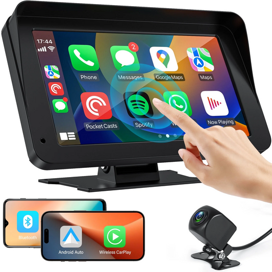 Wireless Carplay Screen, 7" Car Play Screen & Stereo Fit for Android Auto and Apple CarPlay - Multimedia Player, Bluetooth, for Car, Trucks, SUV New