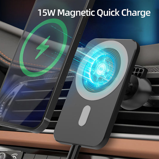 Wireless Car Charger with MagSafe Compatibility, 15W Fast Charging, Extra Strong Magnetic Car Vent Phone Mount for iPhone 16, 15, 14, 13, & iPhone 12 Series